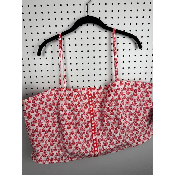 Roller Rabbit Tops - Roller Rabbit Target Red Floral Smocked Tank Top 3X Convertible Tube Top AM-973